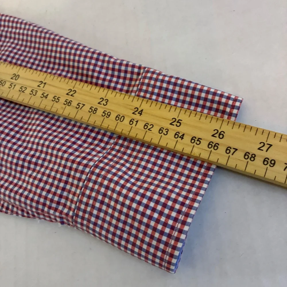 Banana Republic Grant Fit Gingham Shirt Mens Large Red Blue Custom 078 Bloke